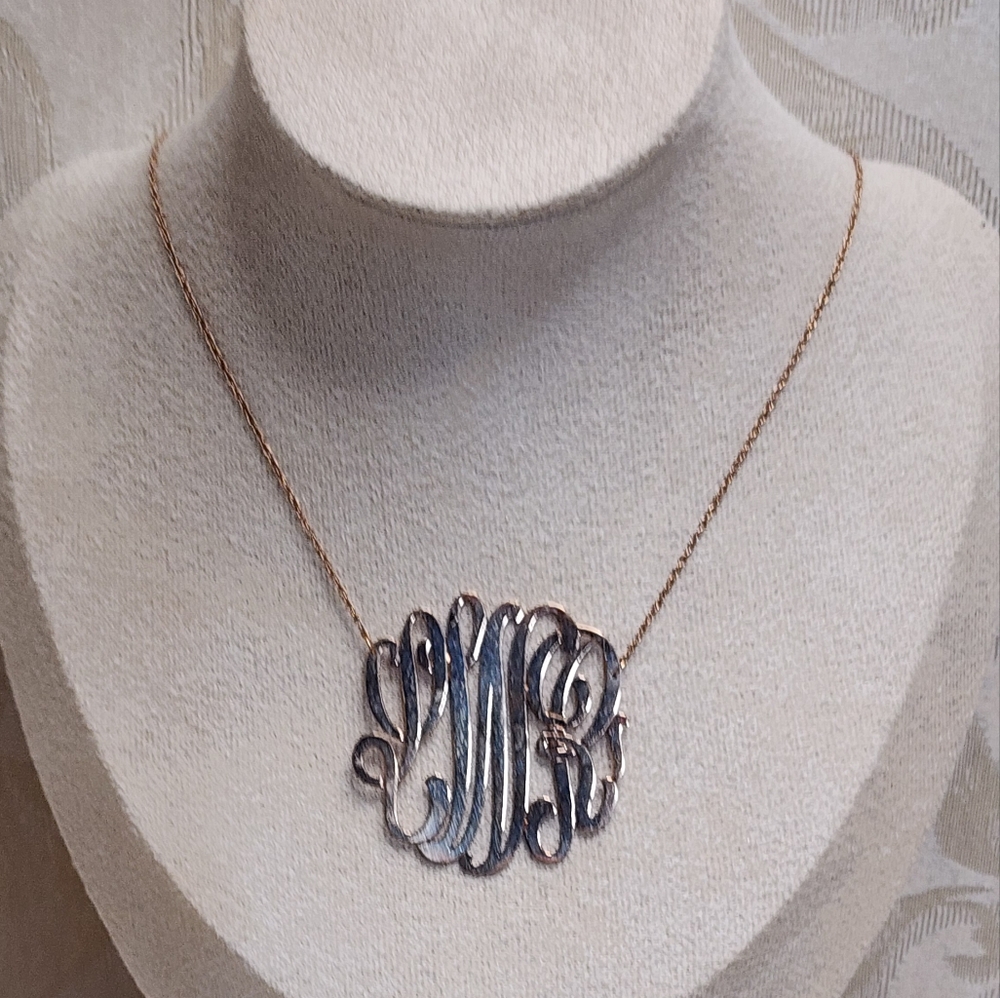 JENNIFER ZEUNER STERLING SILVER 18K GOLD PLATED MONOGRAM INITIAL NECKLACE